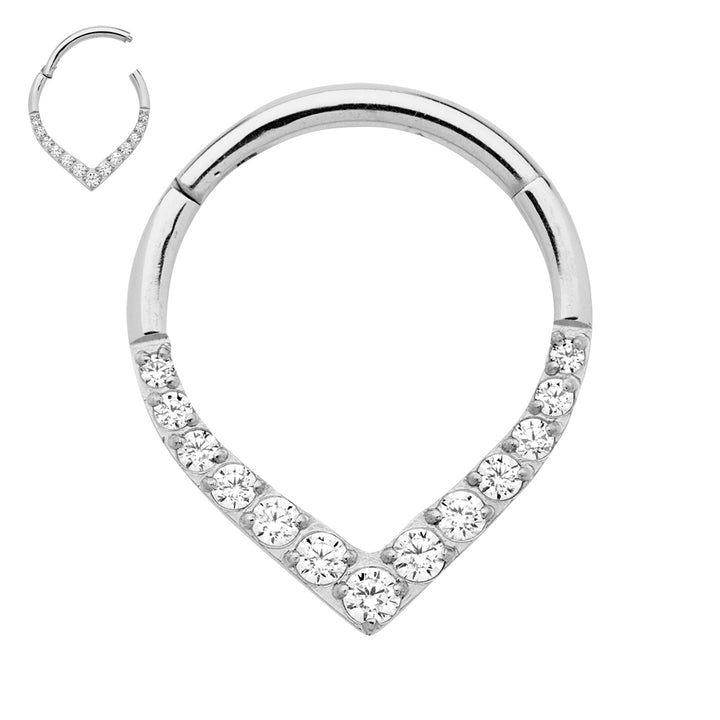 2pcs Titanium Gem Tear Drop Hinged Hoop Segment Ring Earrings - PFGWholesale