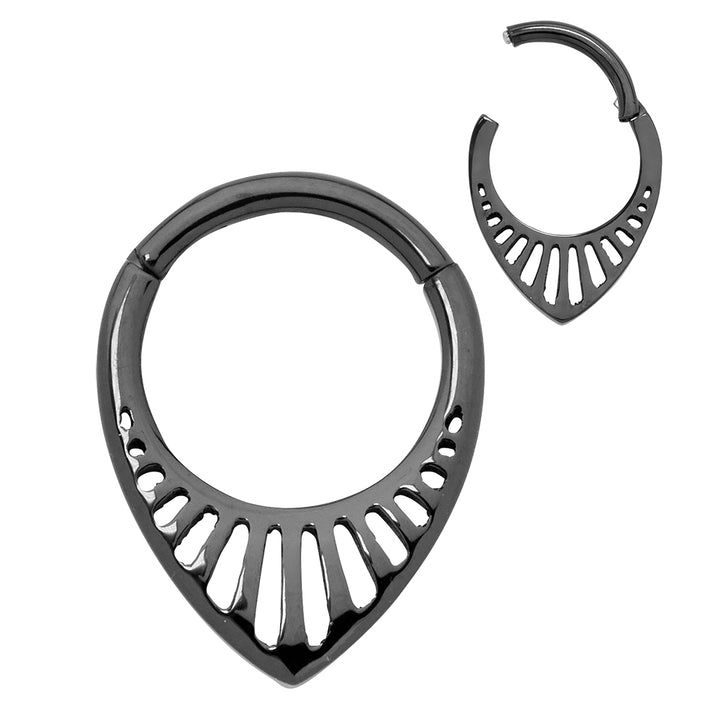 2pcs Titanium Tear Drop Hinged Hoop Segment Ring Earrings - PFGWholesale