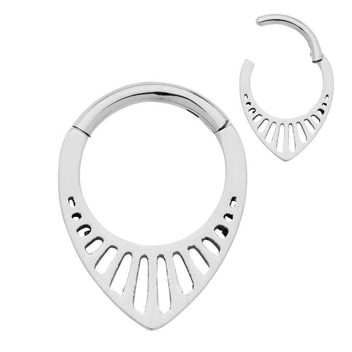 2pcs Titanium Tear Drop Hinged Hoop Segment Ring Earrings - PFGWholesale