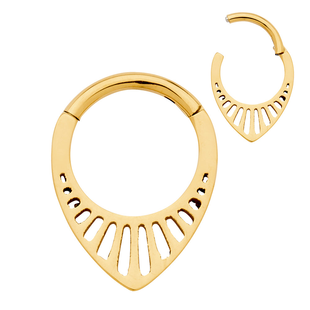 2pcs Titanium Tear Drop Hinged Hoop Segment Ring Earrings - PFGWholesale
