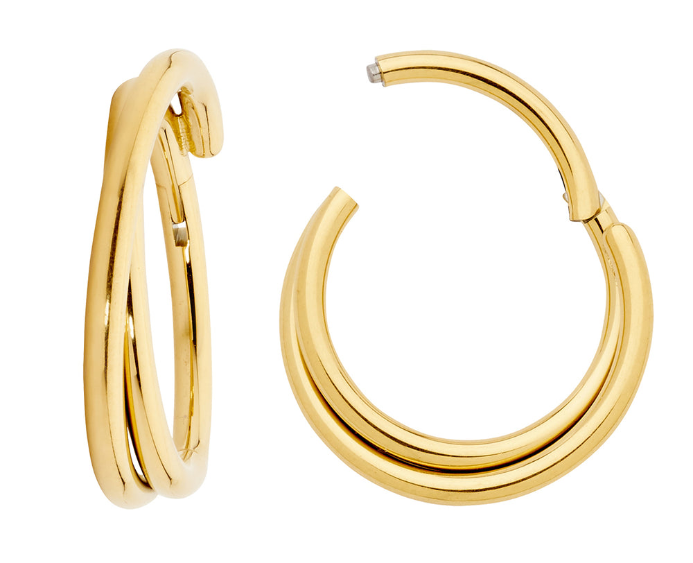 1 Pair 16G Titanium Double Twist Hinged Hoop Segment Rings Sleeper Earrings 8mm 10mm - PFGWholesale