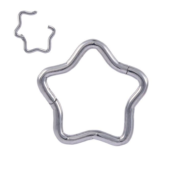 1 Pair Titanium Star Hinged Hoop Segment Ring Helix Tragus Septum Clicker Earrings Body Piercing Jewellery 8mm 10mm