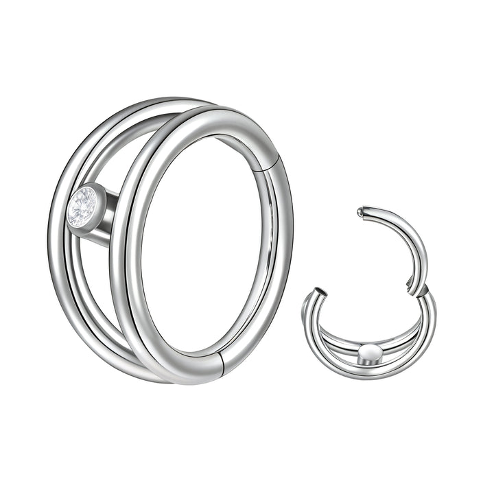 2pcs Titanium Gem Double Hoop Hinged Clicker Segment Rings - PFGWholesale