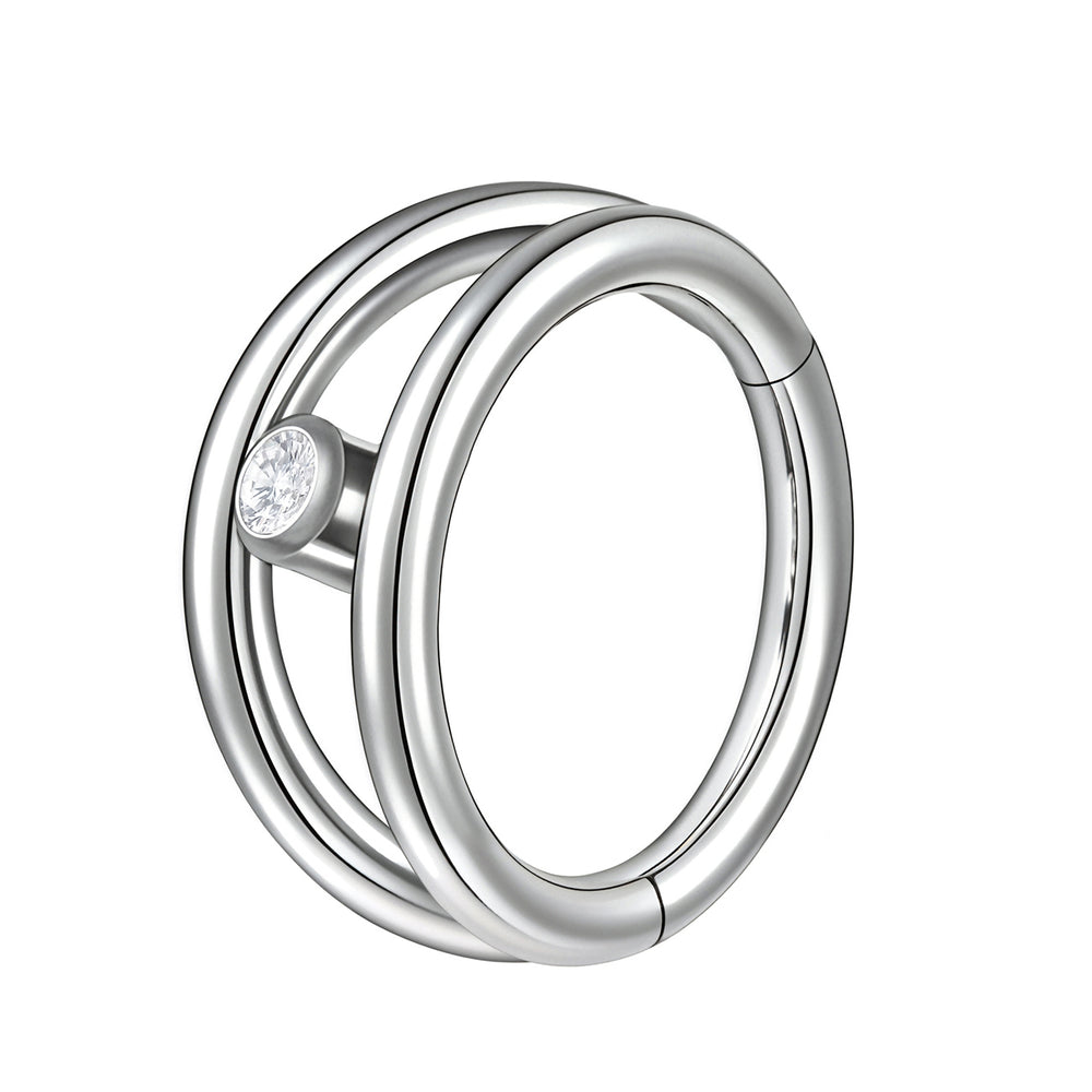 2pcs Titanium Gem Double Hoop Hinged Clicker Segment Rings - PFGWholesale