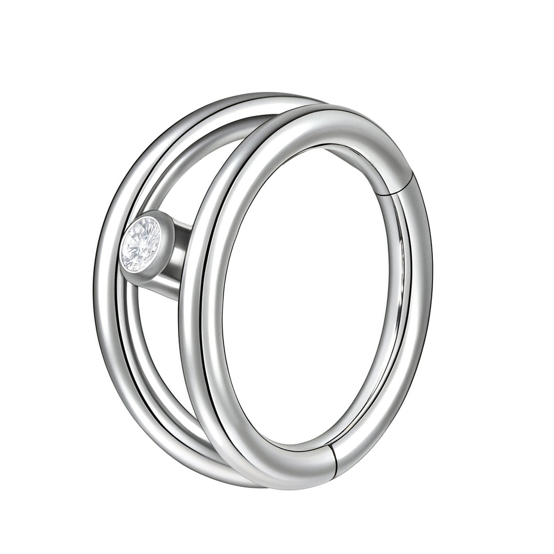 2pcs Titanium Gem Double Hoop Hinged Clicker Segment Rings - PFGWholesale