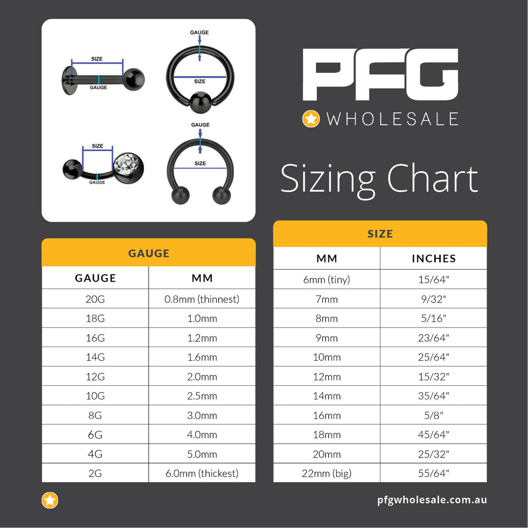 Guide Gauge Size For Tragus Piercing Pieces 18G-14G Stainless