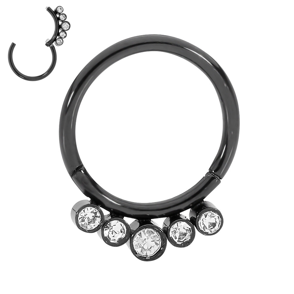 2pcs Surgical Steel Gem Hinged Hoop Segment Ring Earrings - PFGWholesale