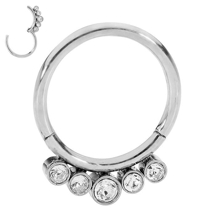 2pcs Surgical Steel Gem Hinged Hoop Segment Ring Earrings - PFGWholesale