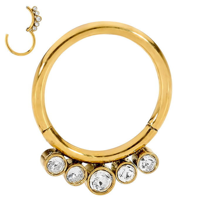 2pcs Surgical Steel Gem Hinged Hoop Segment Ring Earrings - PFGWholesale