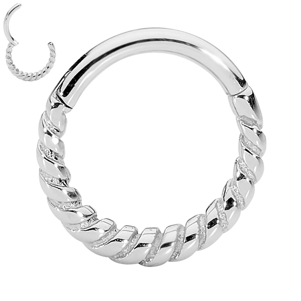 2pcs Surgical Steel Twist Hinged Hoop Segment Ring Earrings - PFGWholesale
