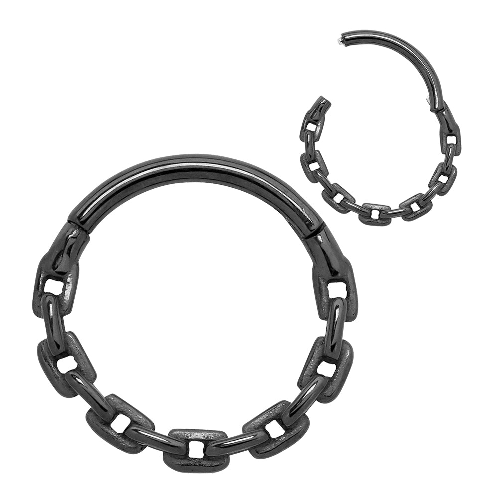 2pcs Surgical Steel Chain Link Hinged Hoop Segment Ring Earrings - PFGWholesale
