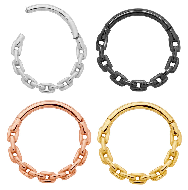 1 Piece 16G Stainless Steel Chain Link Hinged Hoop Segment Ring Piercing Earring 8mm 10mm