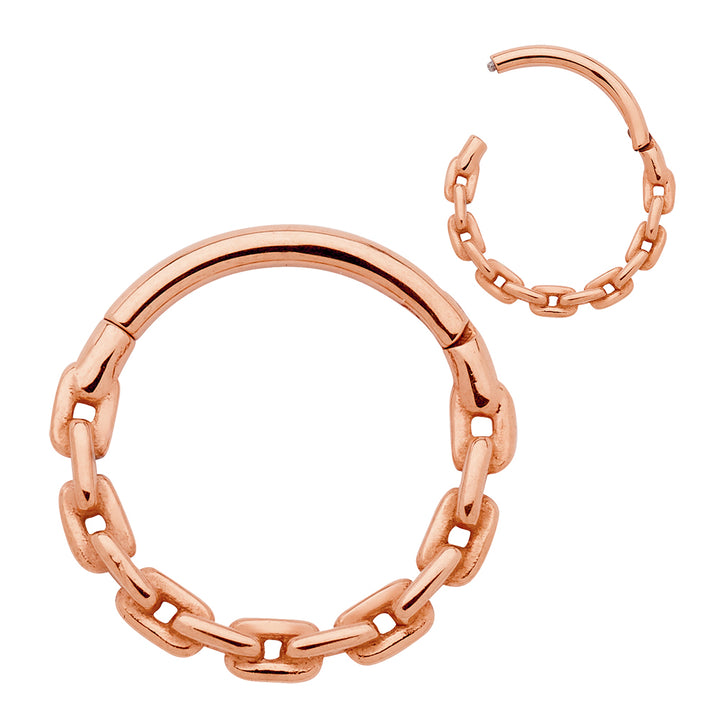 2pcs Surgical Steel Chain Link Hinged Hoop Segment Ring Earrings - PFGWholesale