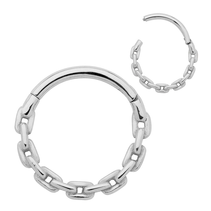 2pcs Surgical Steel Chain Link Hinged Hoop Segment Ring Earrings - PFGWholesale