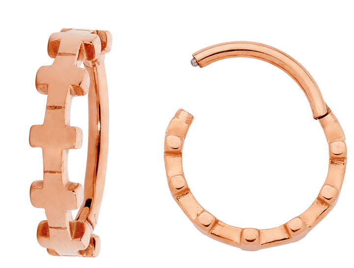 2pcs Surgical Steel Pattern Hinged Hoop Segment Ring Earrings - PFGWholesale