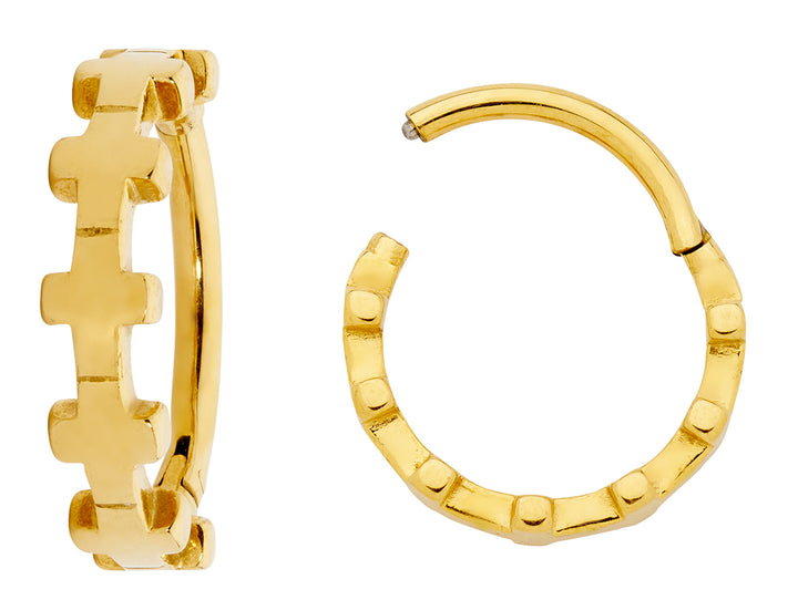 2pcs Surgical Steel Pattern Hinged Hoop Segment Ring Earrings - PFGWholesale