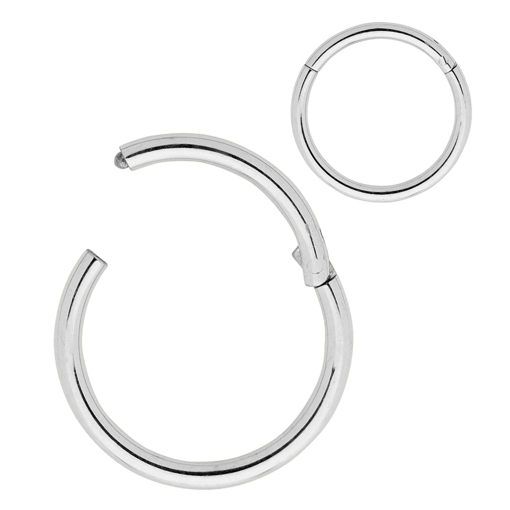 1 Piece 12G Stainless Steel Polished Hinged Hoop Segment Nose Ring Piercing Earring 10mm - 18mm - PFGWholesale