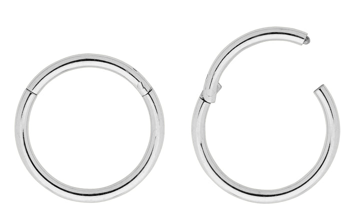 1 Pair 20G (thinnest) Stainless Steel Polished Hinged Hoop Segment Rings Sleeper Earrings 5mm-10mm - PFGWholesale