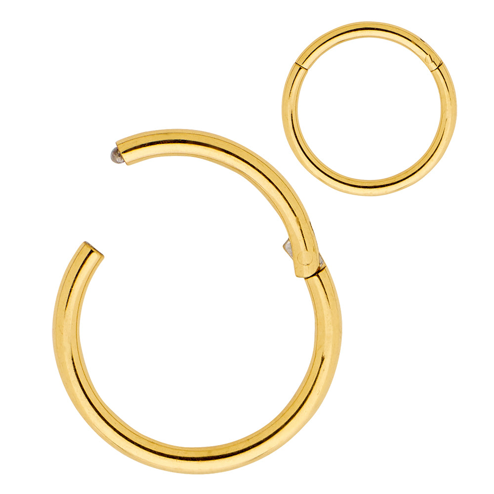 1 Piece 6G (thickest) Stainless Steel Polished Hinged Hoop Segment Nose Ring Piercing Earring 14mm - 20mm - PFGWholesale