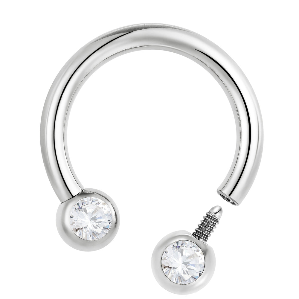 1 Piece Titanium Internally Threaded Gem Circular Horseshoe Barbell 16G Septum Tragus Lip Nose Ring Earring Body Piercing 8mm 10mm - PFGWholesale