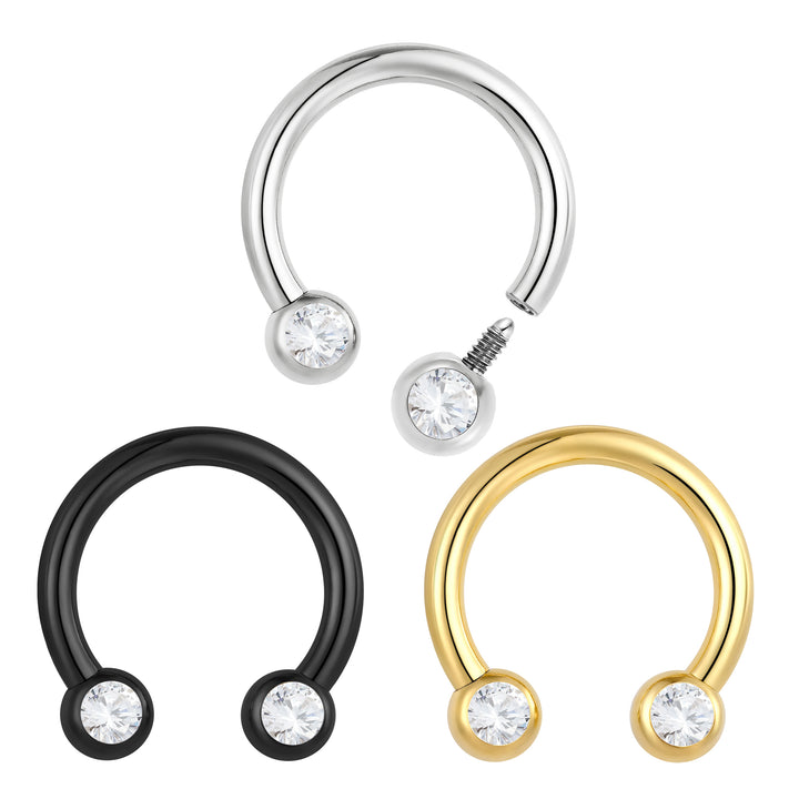 1 Stück G23 Titan 16G 14G 12G 10G Circular Barbell Hufeisen Bar Septum Nasenring Piercing mit Innengewinde 6mm - 12mm