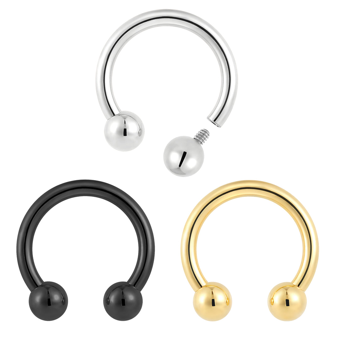 Piece Titanium Internally Threaded Circular Barbell Horseshoe