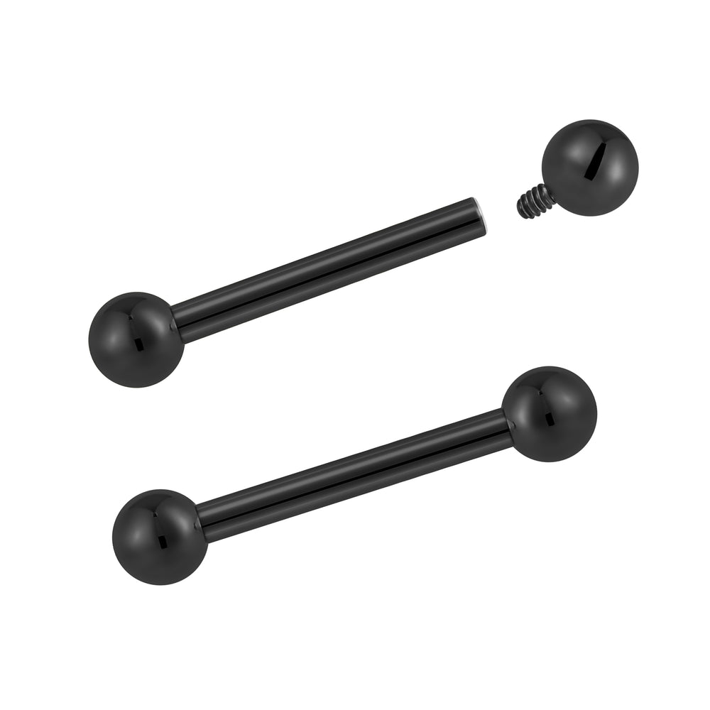 2 Pieces G23 Titanium 16G 14G Internally Threaded Barbell Tongue Nipple Industrial Ear Bar Piercing 8mm - 14mm - PFGWholesale