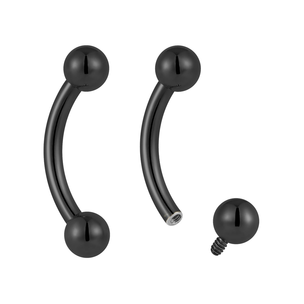 2 Pieces G23 Titanium 16G Internally Threaded Curved Barbell Tongue Nipple Ear Bar Piercing 6mm - 12mm - PFGWholesale