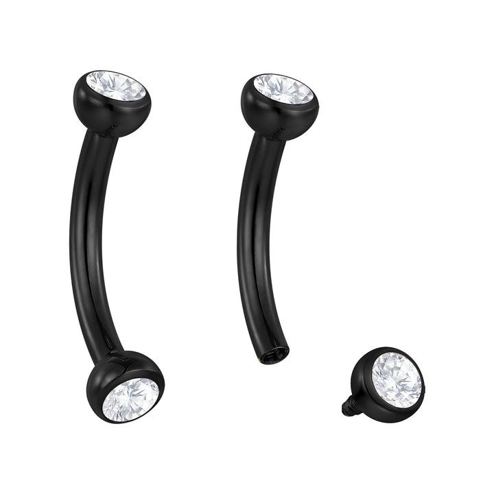 2 Stück G23 Titan 16G Innengewinde Curved Barbell Zungenpiercing Brustwarzenpiercing Ohrpiercing 6mm - 12mm