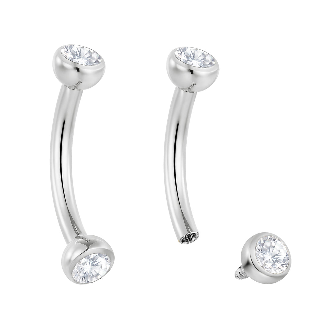 2 Stück G23 Titan 16G Innengewinde Curved Barbell Zungenpiercing Brustwarzenpiercing Ohrpiercing 6mm - 12mm