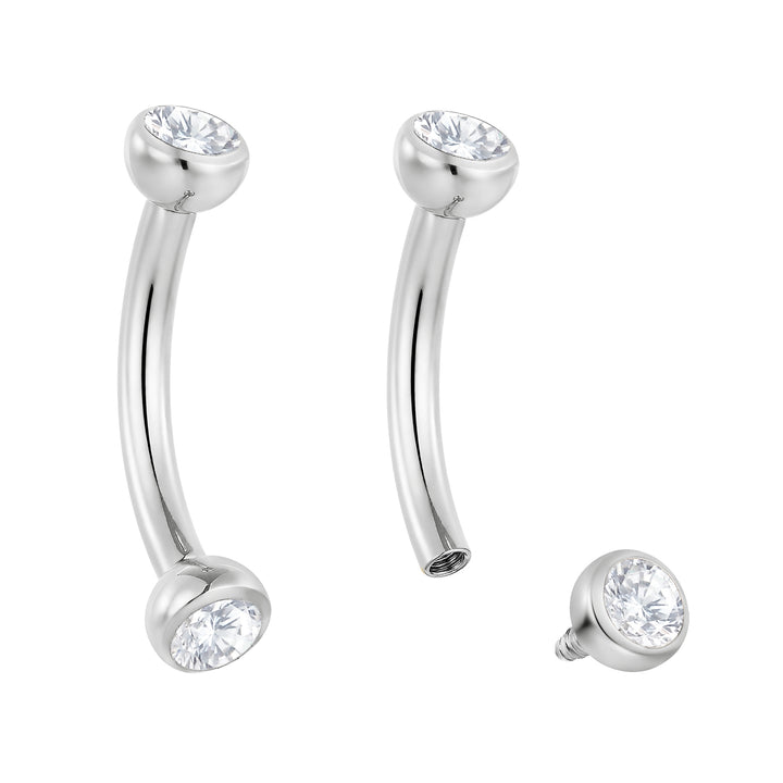 2 Stück G23 Titan 16G Innengewinde Curved Barbell Zungenpiercing Brustwarzenpiercing Ohrpiercing 6mm - 12mm