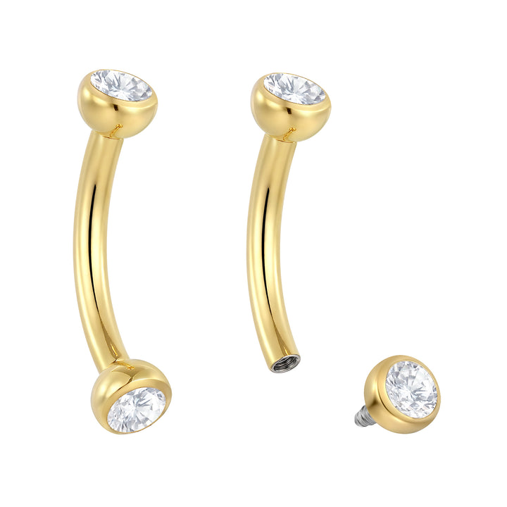 2 Stück G23 Titan 16G Innengewinde Curved Barbell Zungenpiercing Brustwarzenpiercing Ohrpiercing 6mm - 12mm