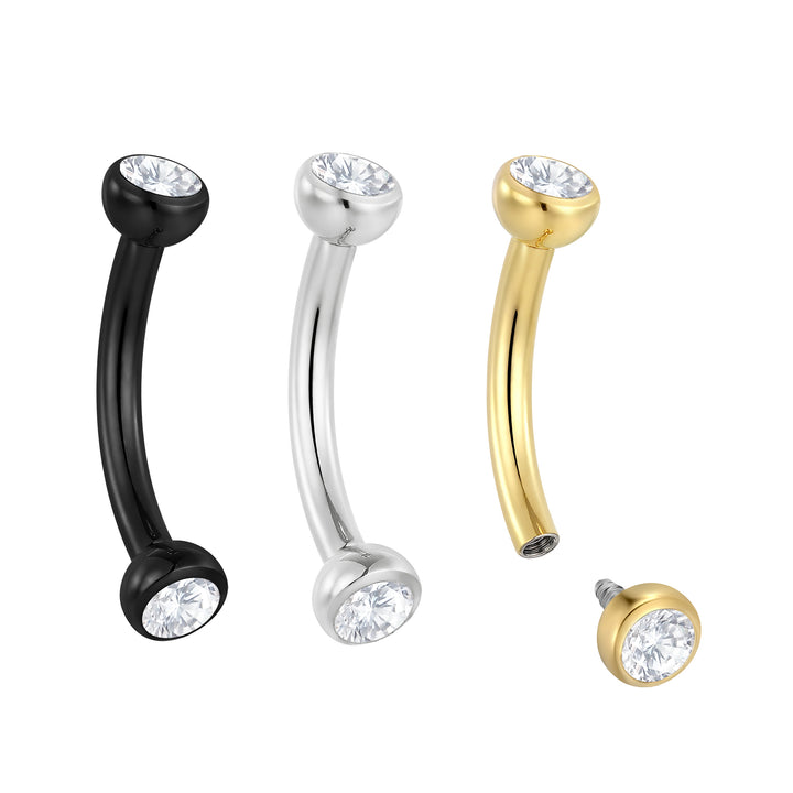 2 Stück G23 Titan 16G Innengewinde Curved Barbell Zungenpiercing Brustwarzenpiercing Ohrpiercing 6mm - 12mm