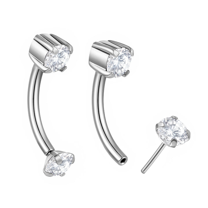 2pcs Titanium Gem Threadless Curved Barbells - PFGWholesale