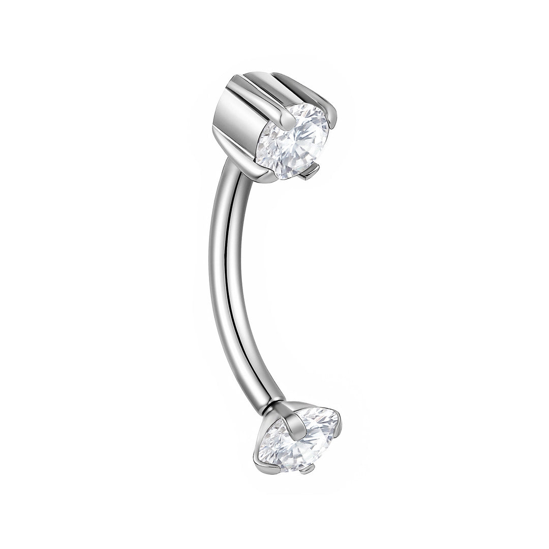 2pcs Titanium Gem Threadless Curved Barbells - PFGWholesale