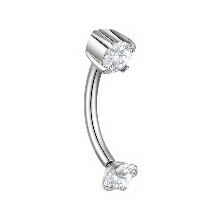 2pcs Titanium Gem Threadless Curved Barbells - PFGWholesale