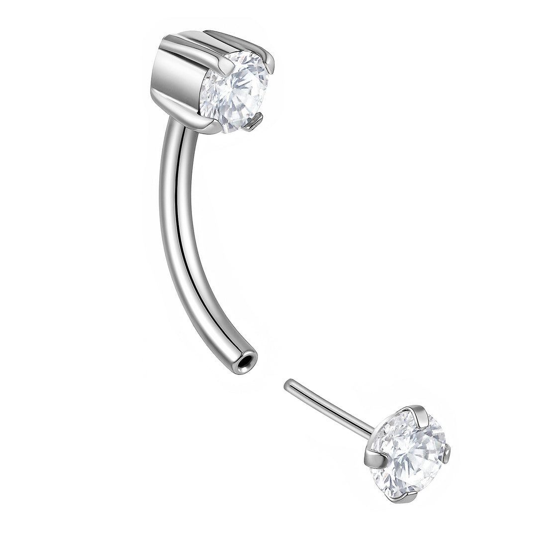 2pcs Titanium Gem Threadless Curved Barbells - PFGWholesale
