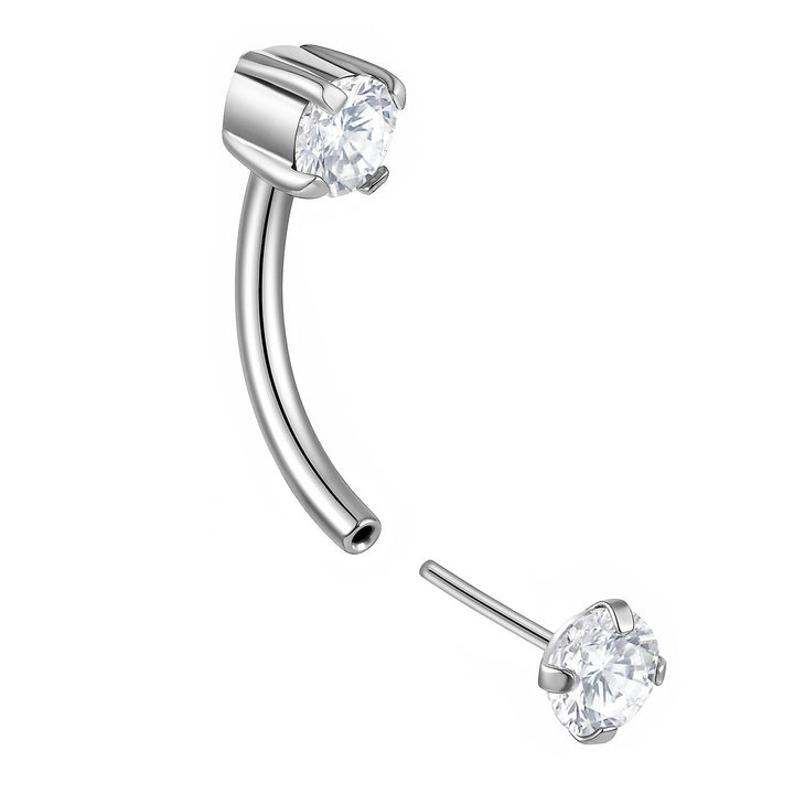 2pcs Titanium Gem Threadless Curved Barbells - PFGWholesale