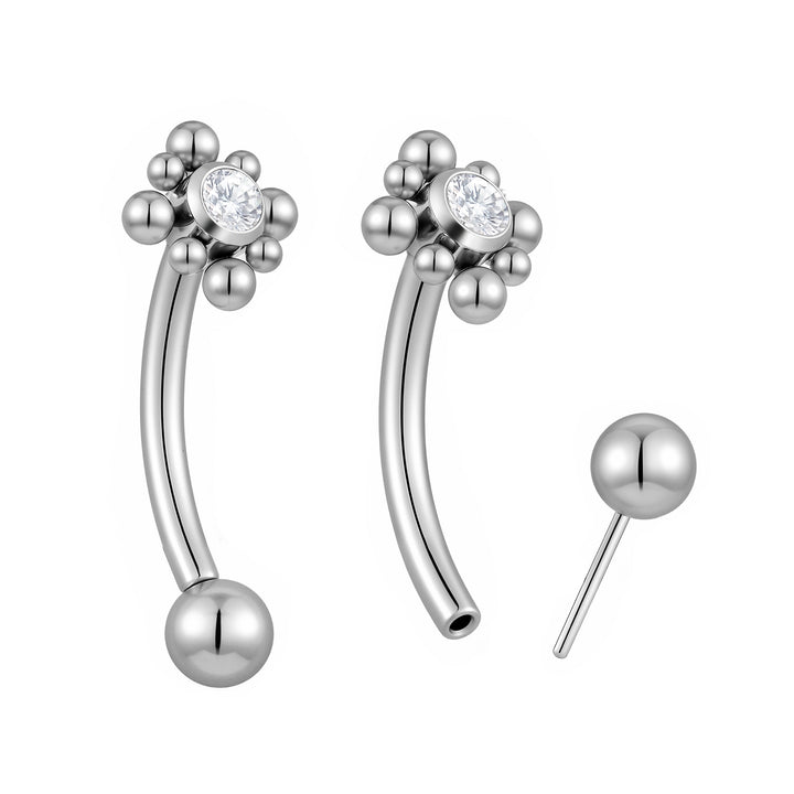 2pcs Titanium Flower Threadless Curved Barbells
