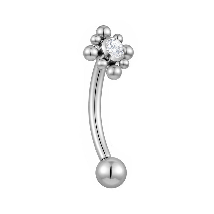2pcs Titanium Flower Threadless Curved Barbells