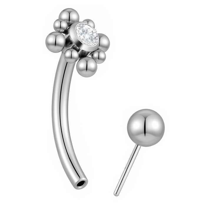 2pcs Titanium Flower Threadless Curved Barbells