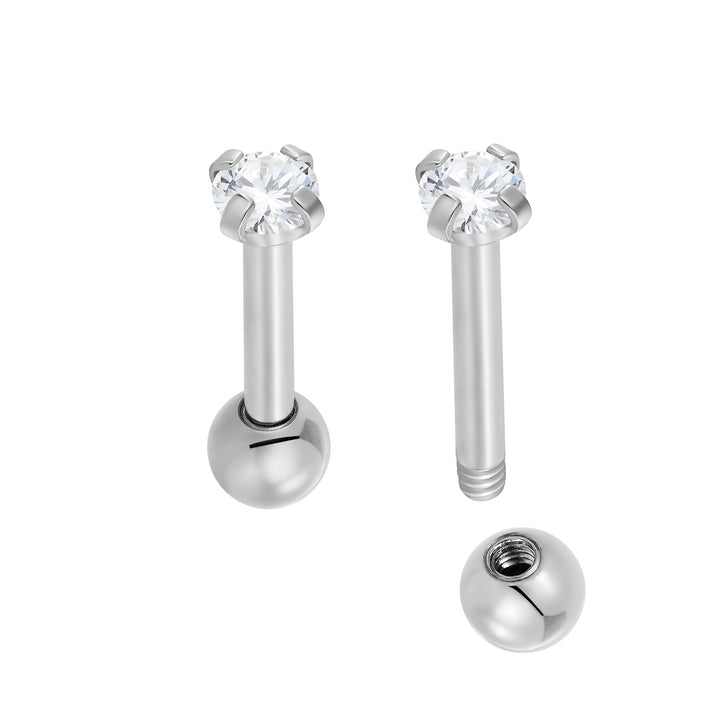2 Pieces Titanium Implant Grade 16G Tragus Helix Cartilage Earring Bar Barbell 6mm