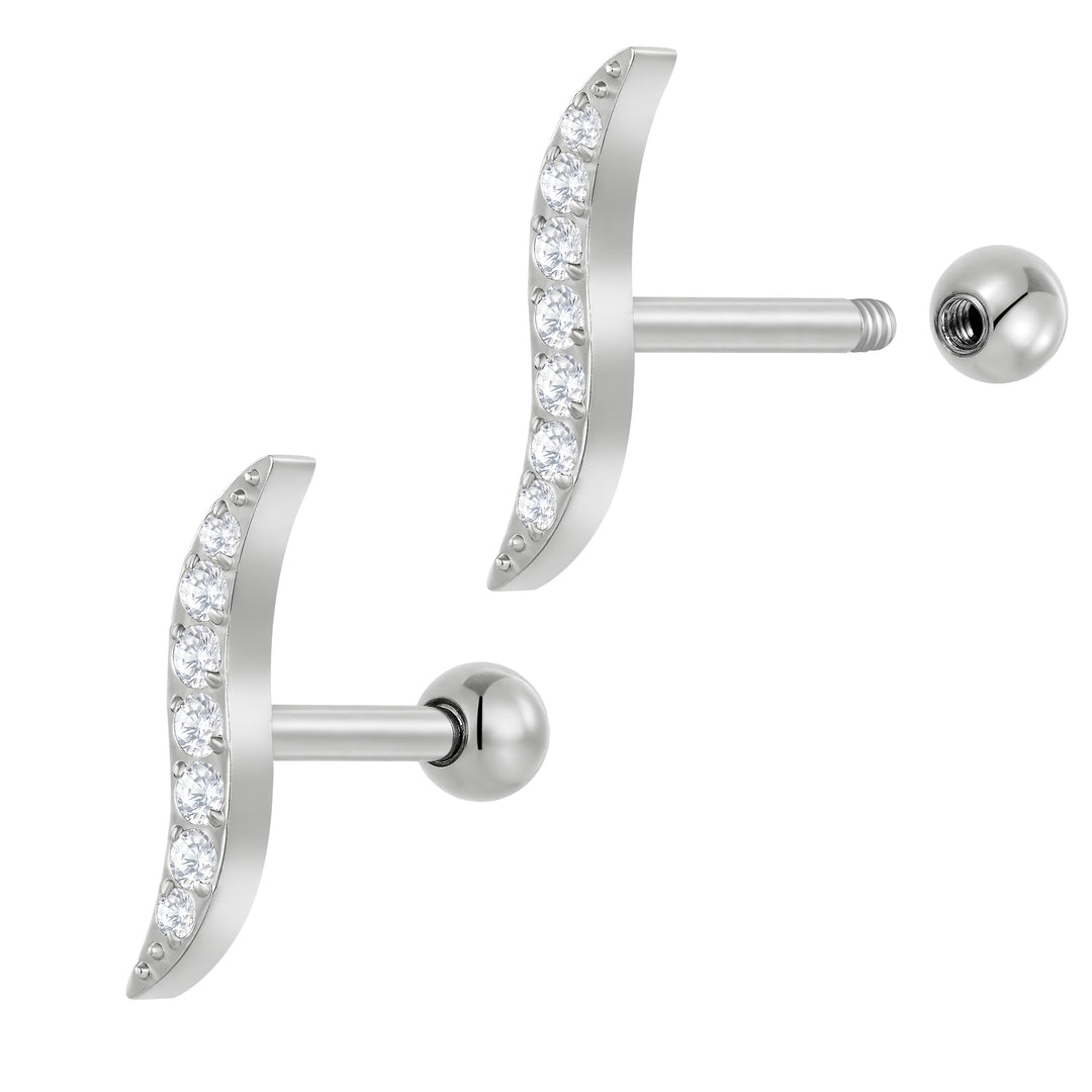 2 Pieces Titanium Implant Grade 16G Tragus Helix Cartilage Earring Bar Barbell 6mm