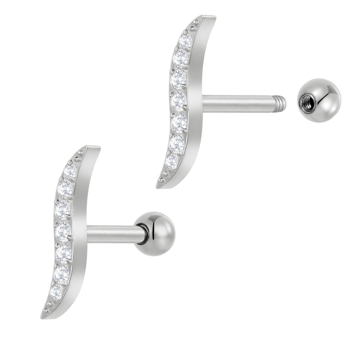2 Pieces Titanium Implant Grade 16G Tragus Helix Cartilage Earring Bar Barbell 6mm