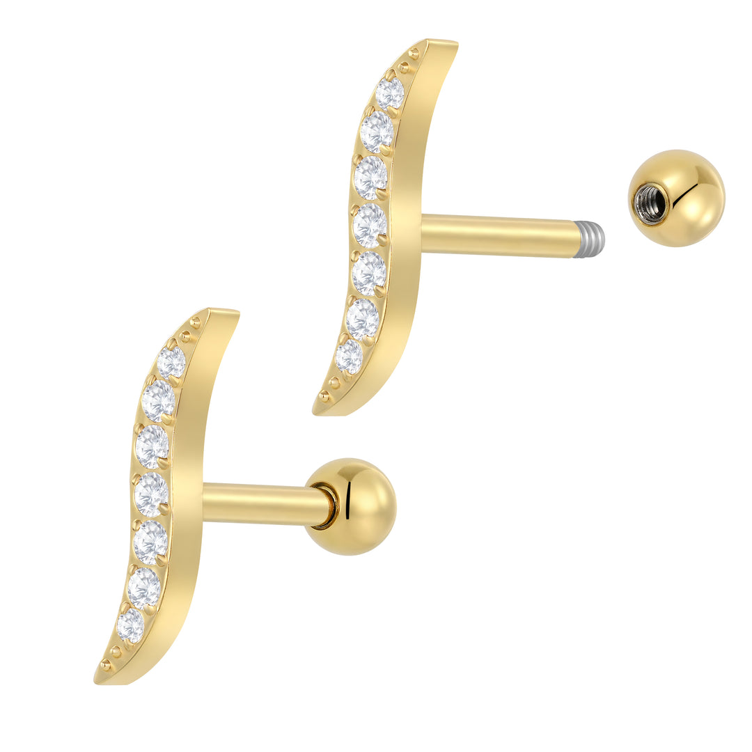 2 Pieces Titanium Implant Grade 16G Tragus Helix Cartilage Earring Bar Barbell 6mm