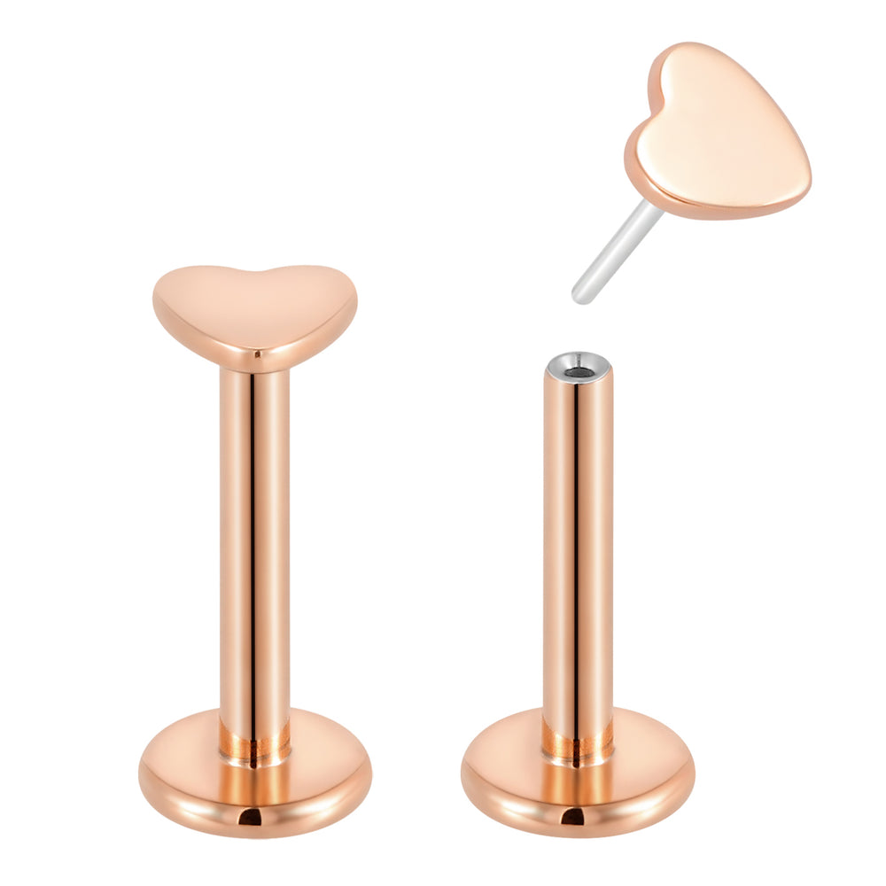 2 Pieces 16G Titanium Threadless Heart Labret Tragus Lip Monroe Nose Stud 8mm - PFGWholesale