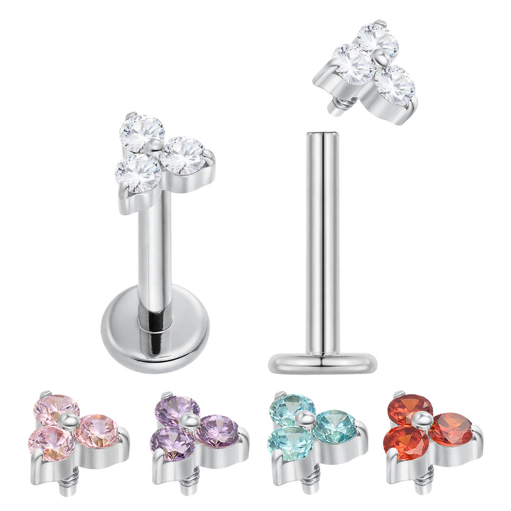 2 Pieces Titanium 16G Internally Threaded Monroe Lip Flat Back Labret Tragus Septum Nose Helix Rook Cartilage Earrings Body Piercing Jewellery