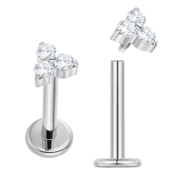 2 Pieces Titanium 16G Internally Threaded Monroe Lip Flat Back Labret Tragus Septum Nose Helix Rook Cartilage Earrings Body Piercing Jewellery