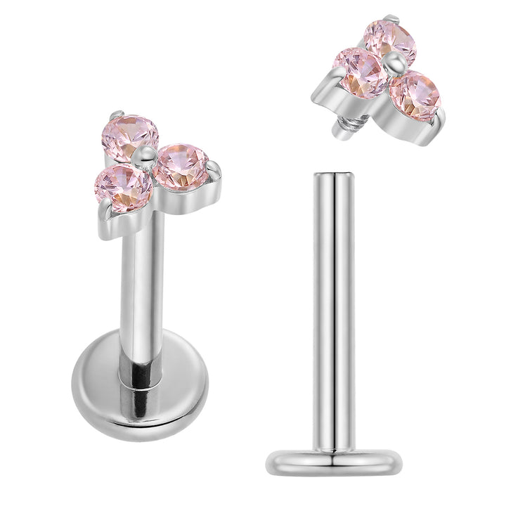 2 Pieces Titanium 16G Internally Threaded Monroe Lip Flat Back Labret Tragus Septum Nose Helix Rook Cartilage Earrings Body Piercing Jewellery