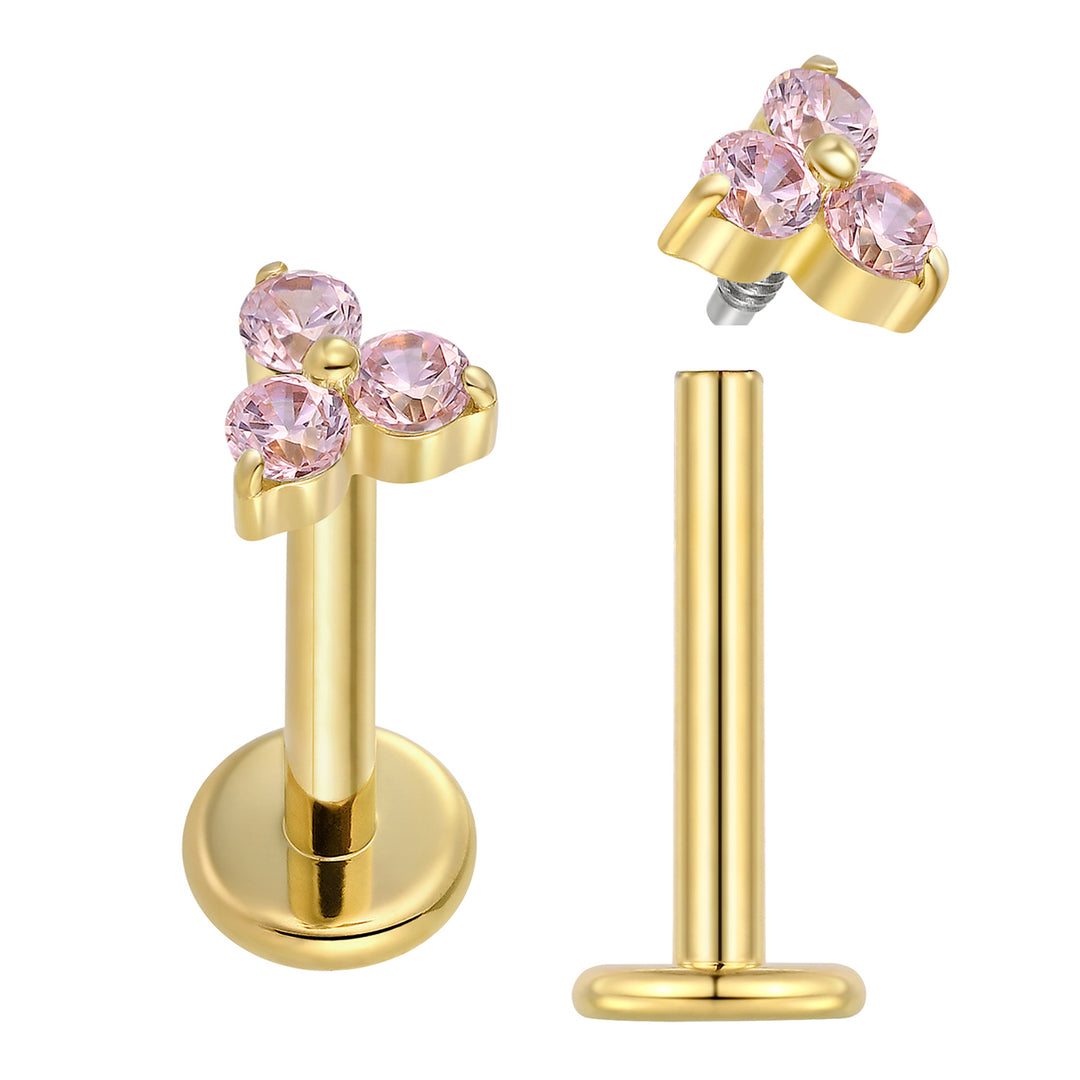 2 Pieces Titanium 16G Internally Threaded Monroe Lip Flat Back Labret Tragus Septum Nose Helix Rook Cartilage Earrings Body Piercing Jewellery